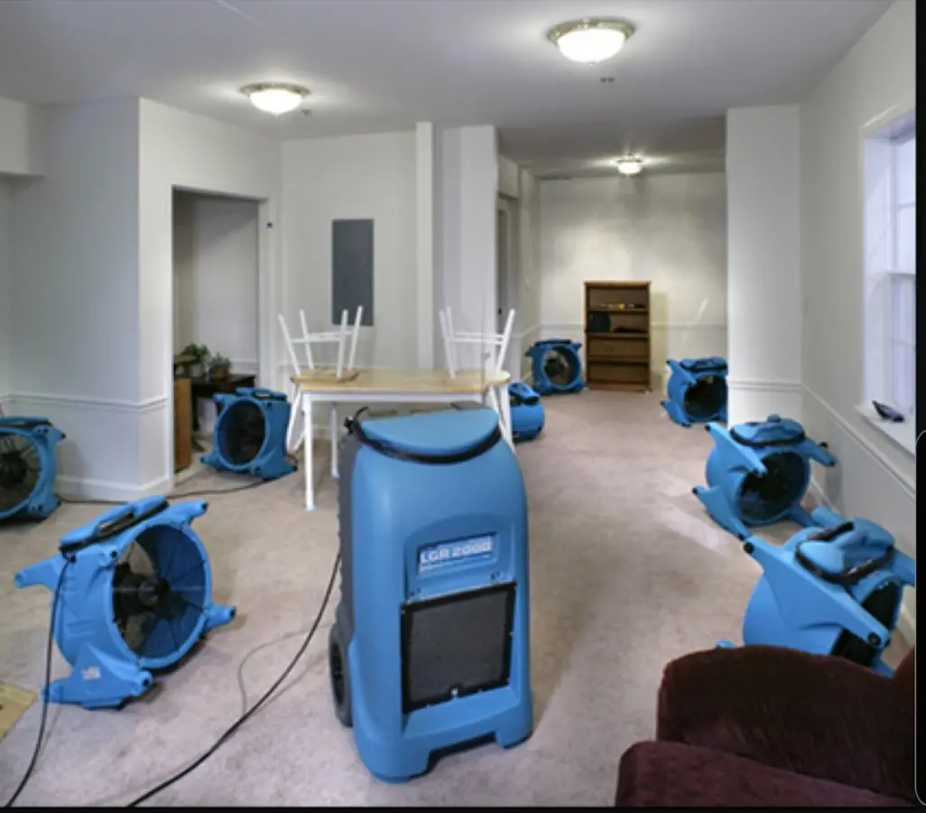 Air movers and dehumidifier setup for Water Extraction & Removal in Dublin
