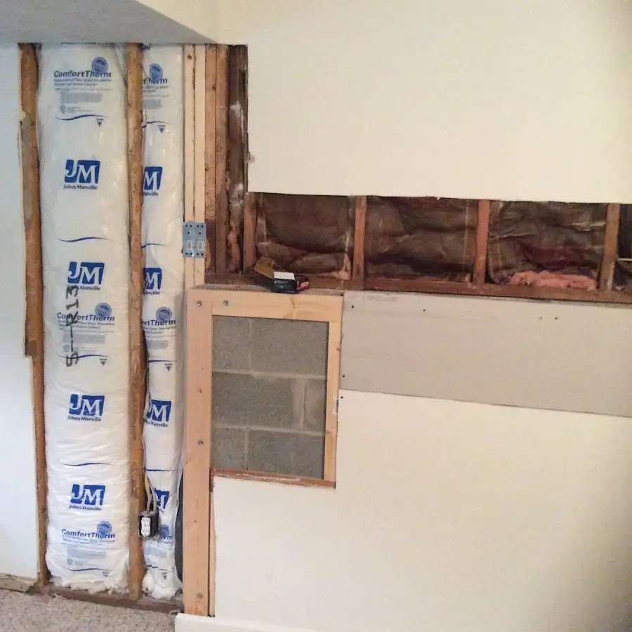 Wall insulation replacement during Basement Flood Cleanup in Dublin